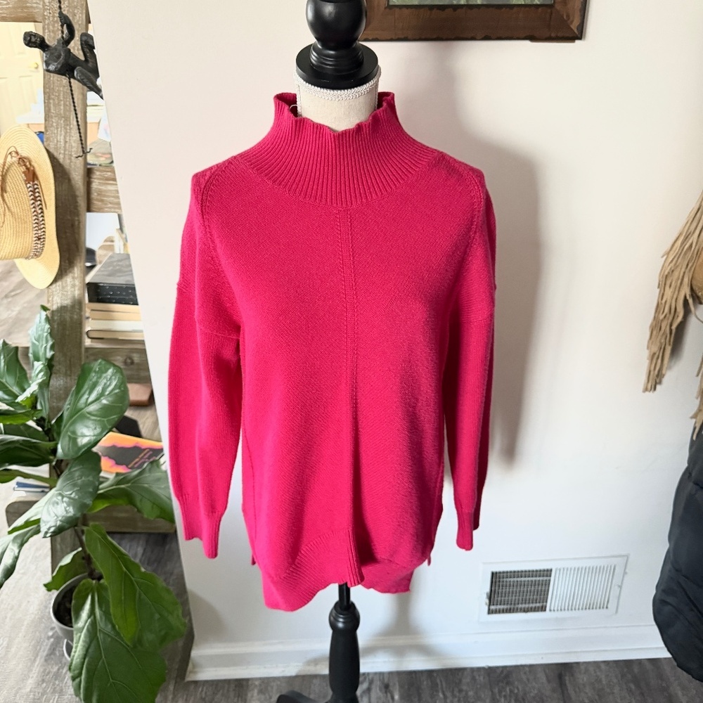 Anthropologie Maeve Crystal Tunic Sweater Barbie Hot Pink Size S